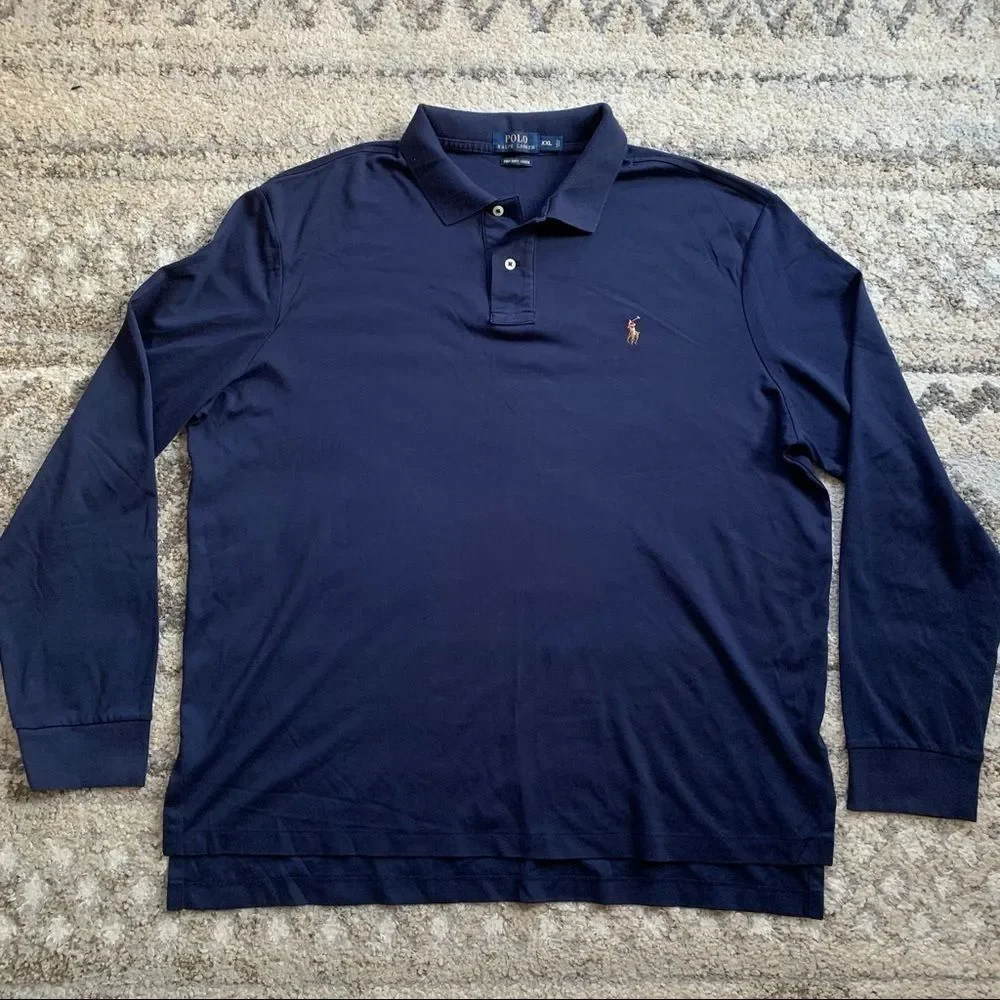 Polo Ralph Lauren Navy Long Sleeve Pima Soft Touch Polo XXL